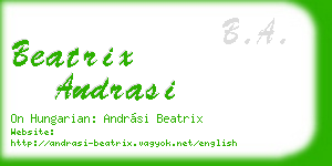 beatrix andrasi business card